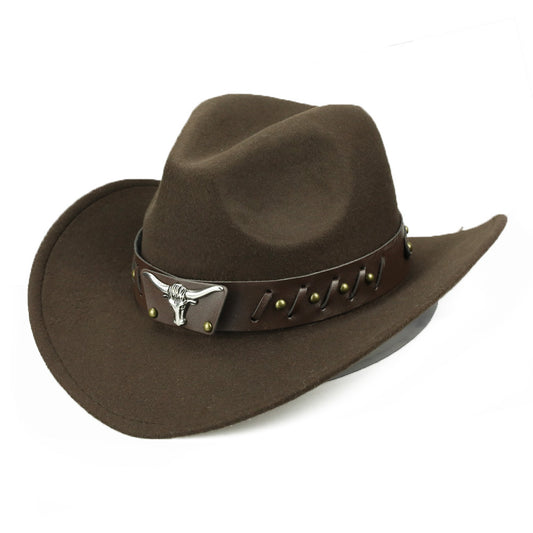 Color Cowboy Hat With Thick Bull Horn Accent