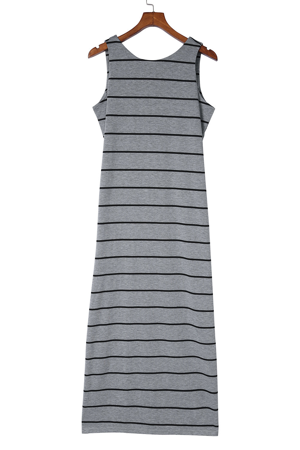 Stripe Print Open Back Sleeveless Maxi Dress with Slits