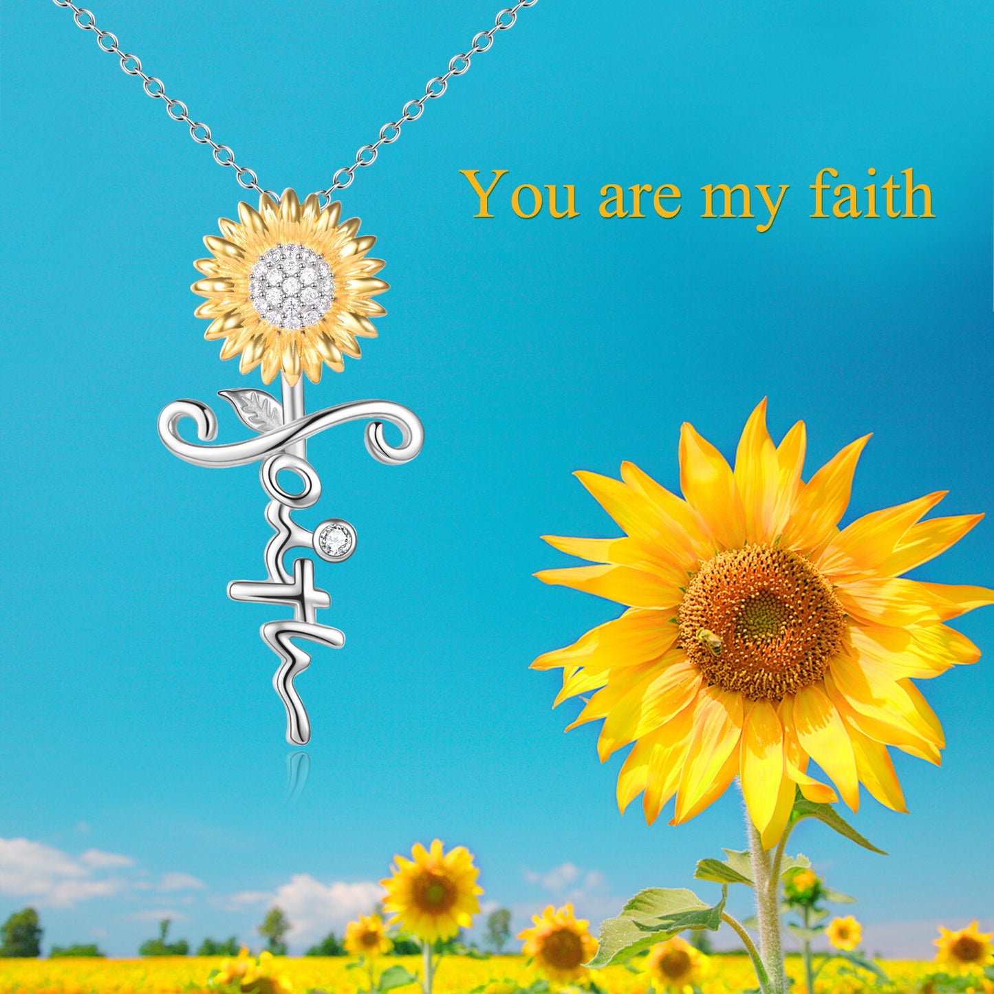 Sunflower Faith Pendant Necklace