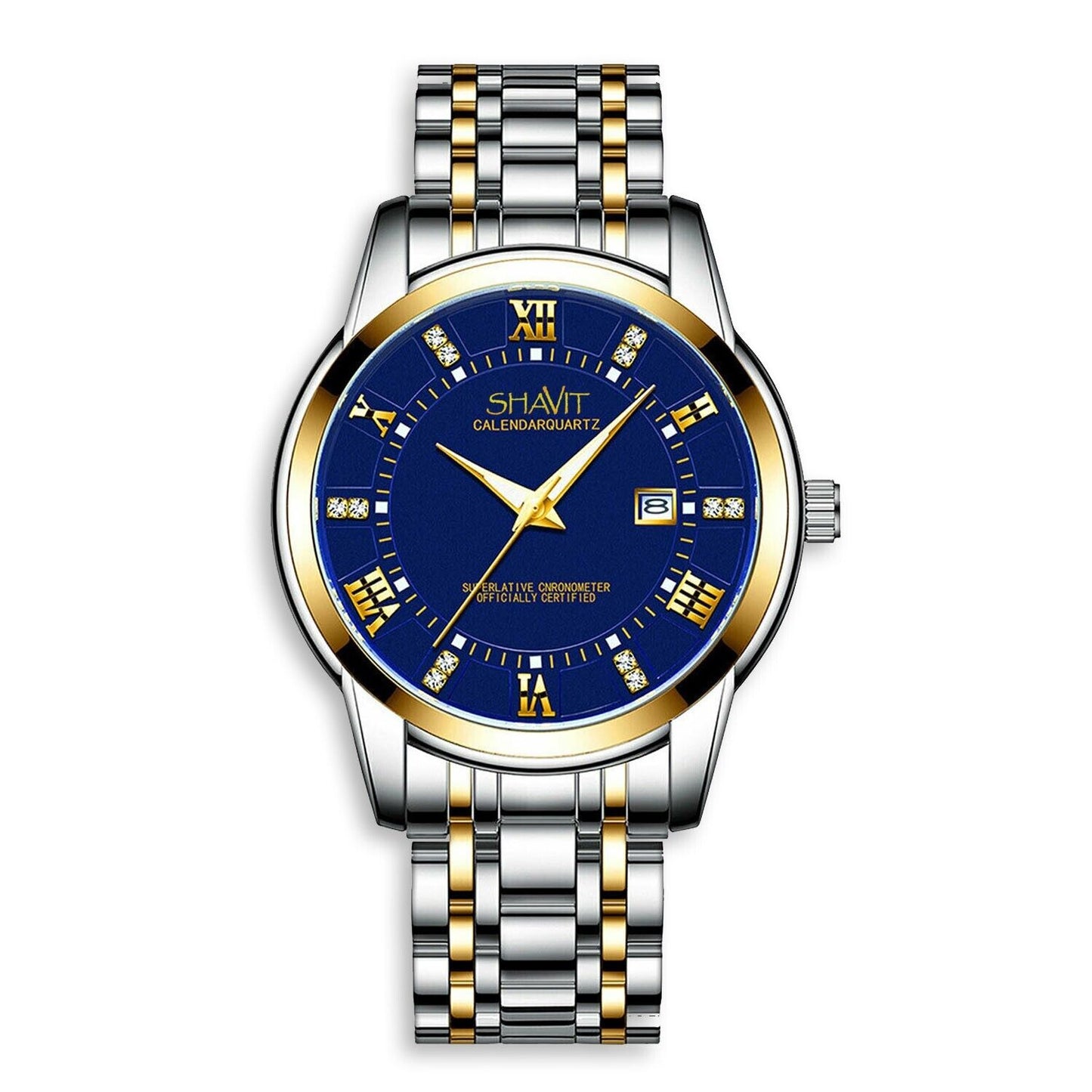 Men's Two Tone Blue Face Watch