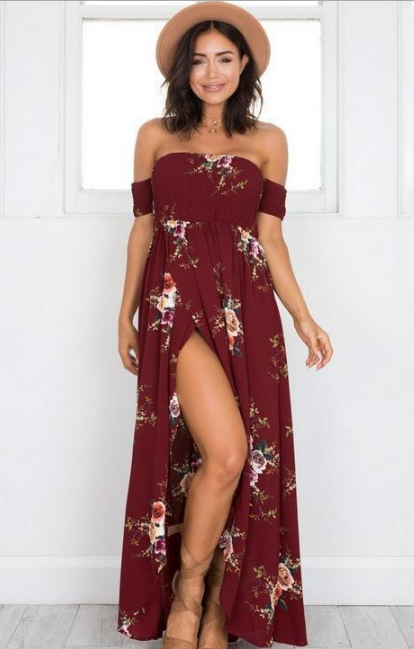 Off shoulder Boho Style Dress