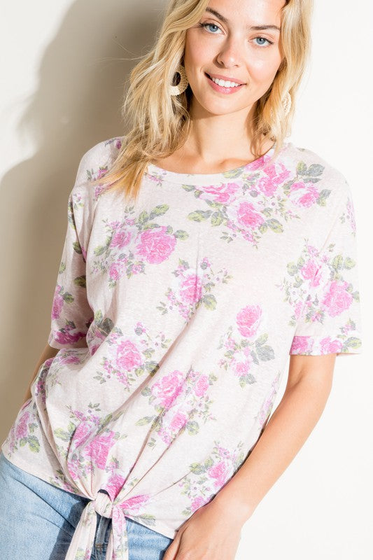 Floral Print Tri-blend Top