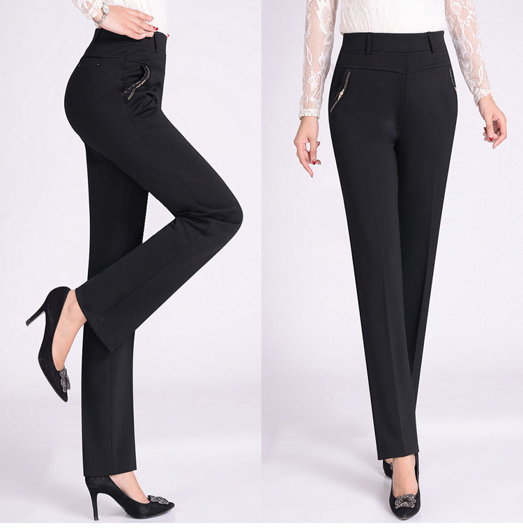 Elastic High Waist Stretch Straight-leg Pants