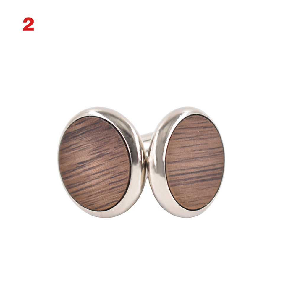 Round Solid Walnut Wooden Cufflinks