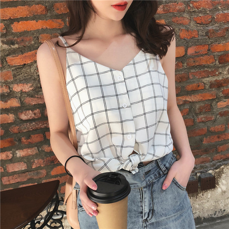 Button Front Sleeveless Top