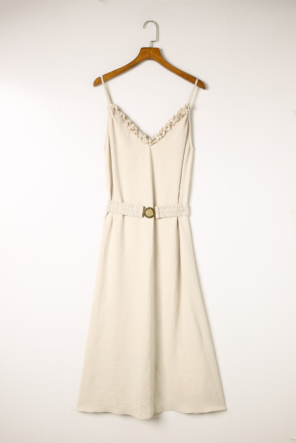 V Neck Sleeveless Maxi Dress with Elastic Belt