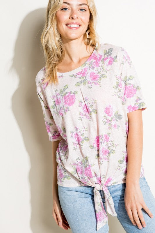 Floral Print Tri-blend Top