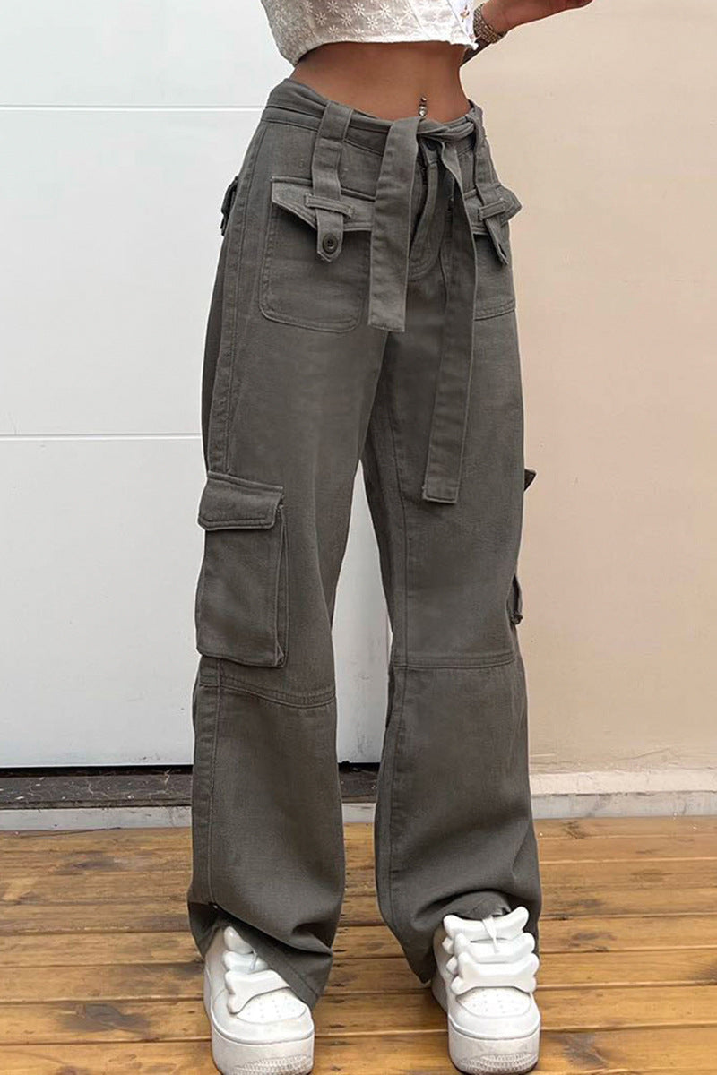 Vintage Multi Pocket Belted Pants