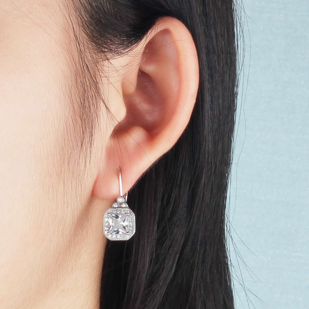 Halo Cushion Cut Earrings