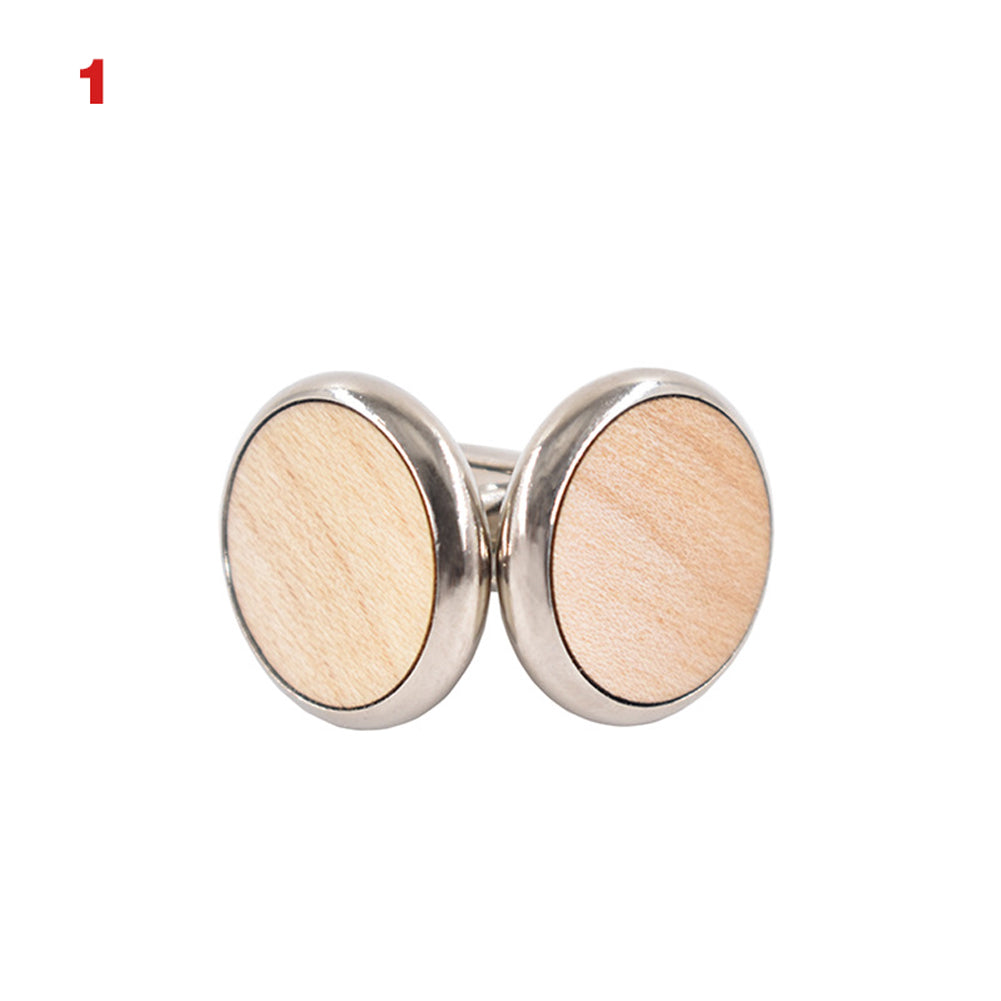 Round Solid Walnut Wooden Cufflinks