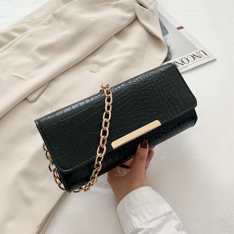 Small Crocodile Clutch With Chain