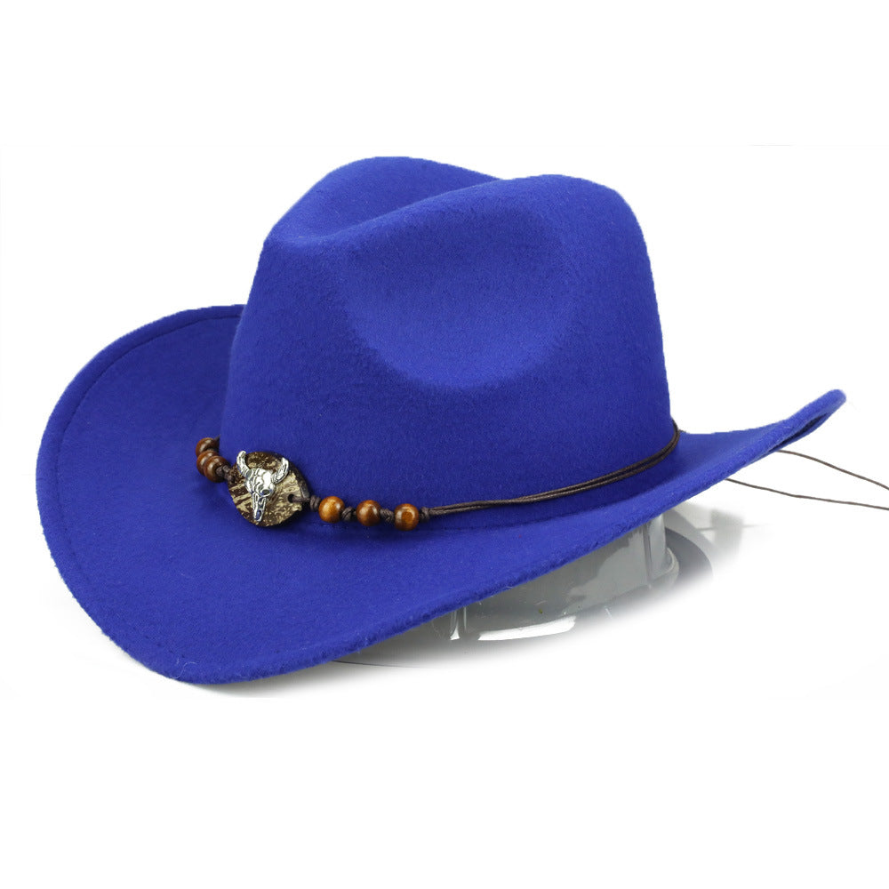 Wooden Bead & Bull Head Cowboy Hat