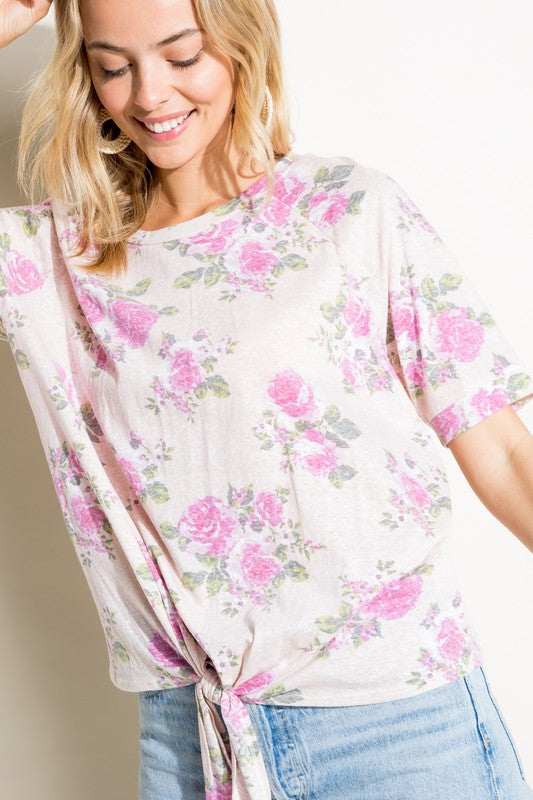 Floral Print Tri-blend Top