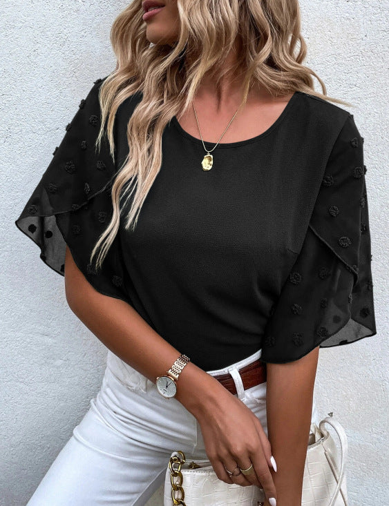 Lace Paneling Sleeve Blouse