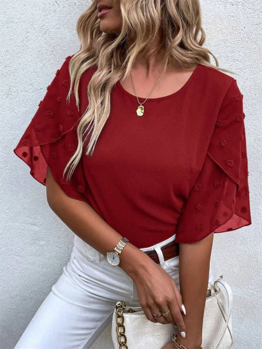 Lace Paneling Sleeve Blouse