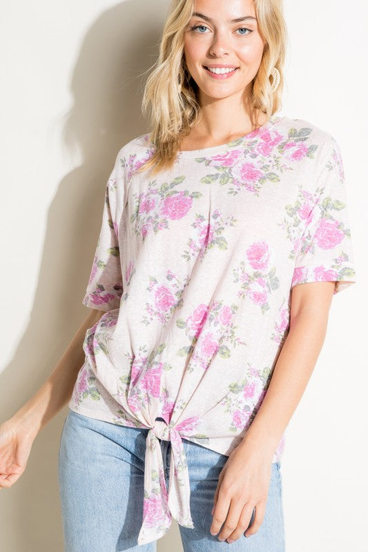 Floral Print Tri-blend Top