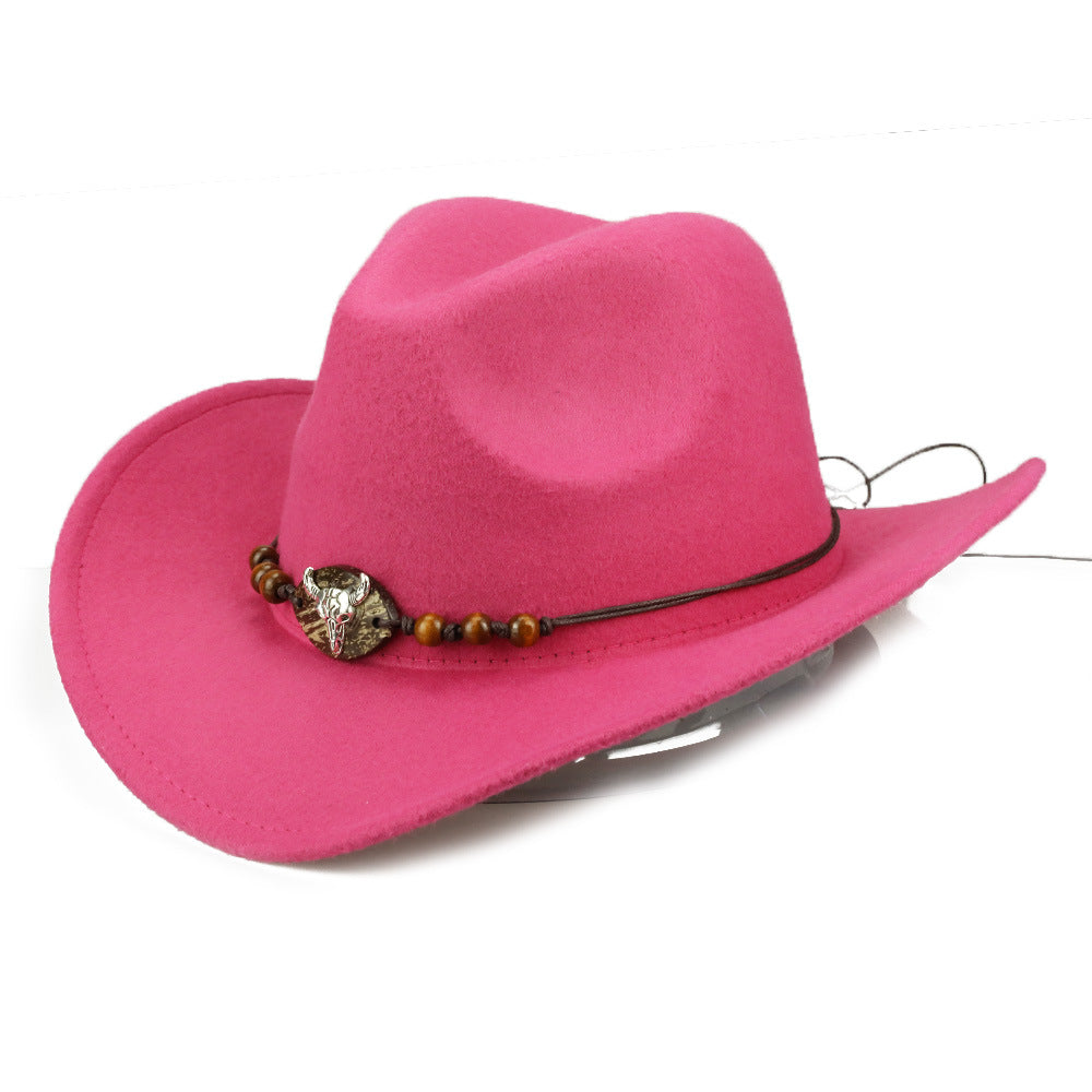 Wooden Bead & Bull Head Cowboy Hat