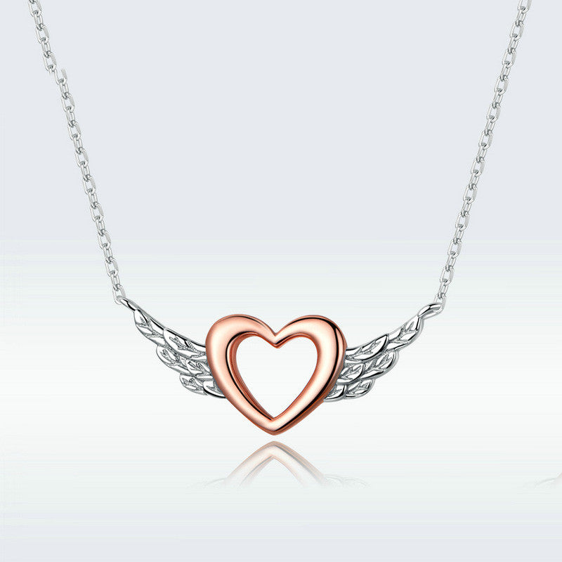 Heart with Wings Rose Gold Plated Necklace