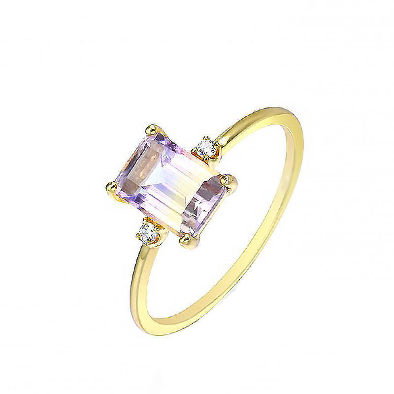 Golden Purple Topaz Ring For Women