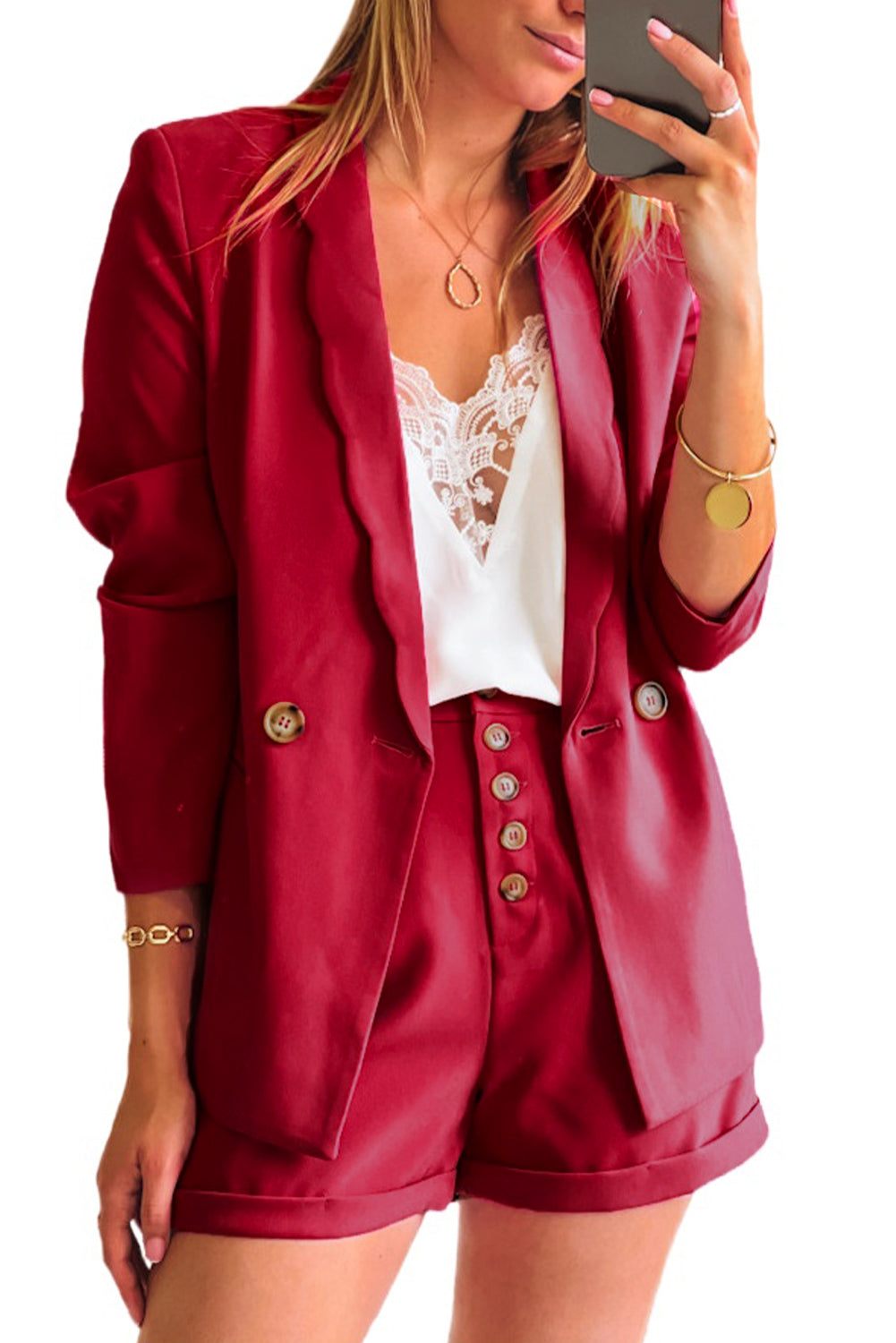 Wavy Collar Single Button Blazer