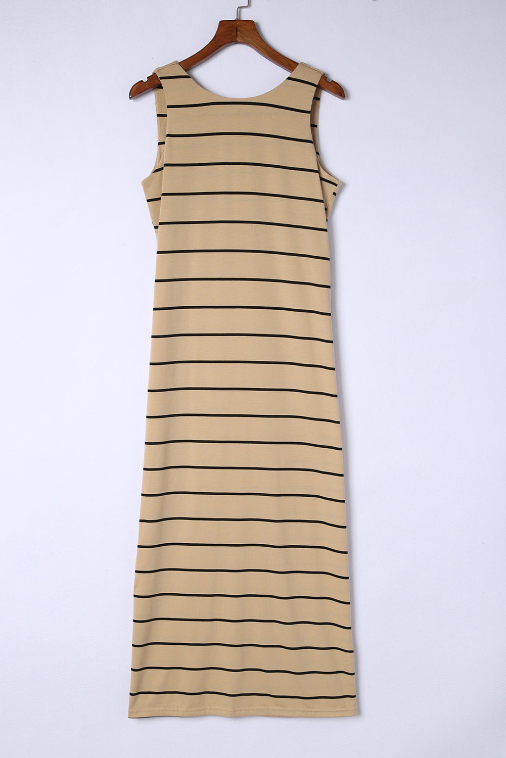 Stripe Print Open Back Sleeveless Maxi Dress with Slits