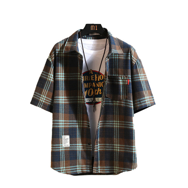 Men's Short-sleeved Plaid Shirt