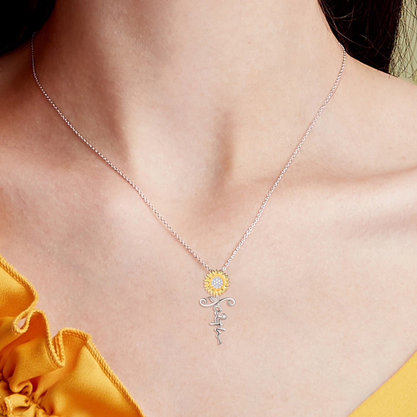 Sunflower Faith Pendant Necklace