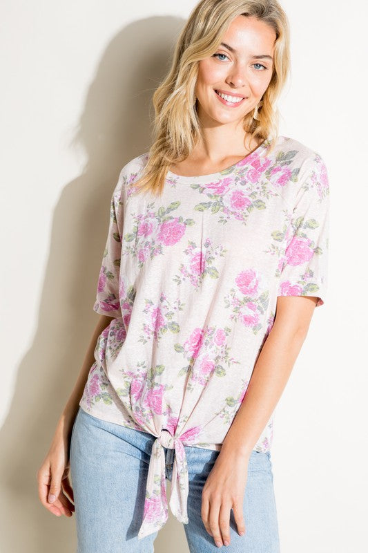 Floral Print Tri-blend Top