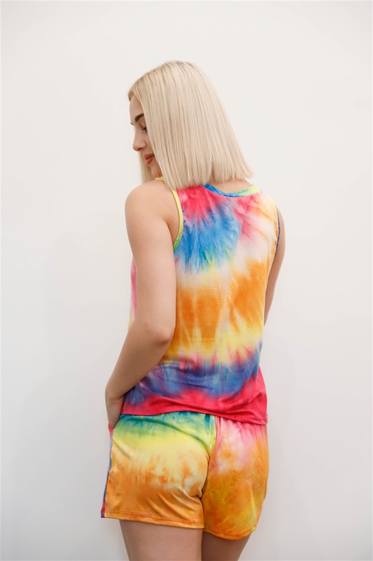 Women's & Plus Size Tie-Dye Sleeveless Tank Top & Shorts Set