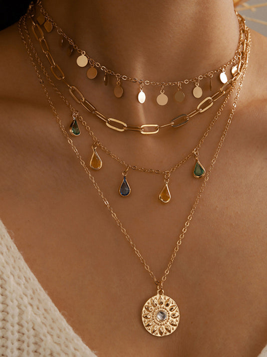 New geometric 4-layer necklace
