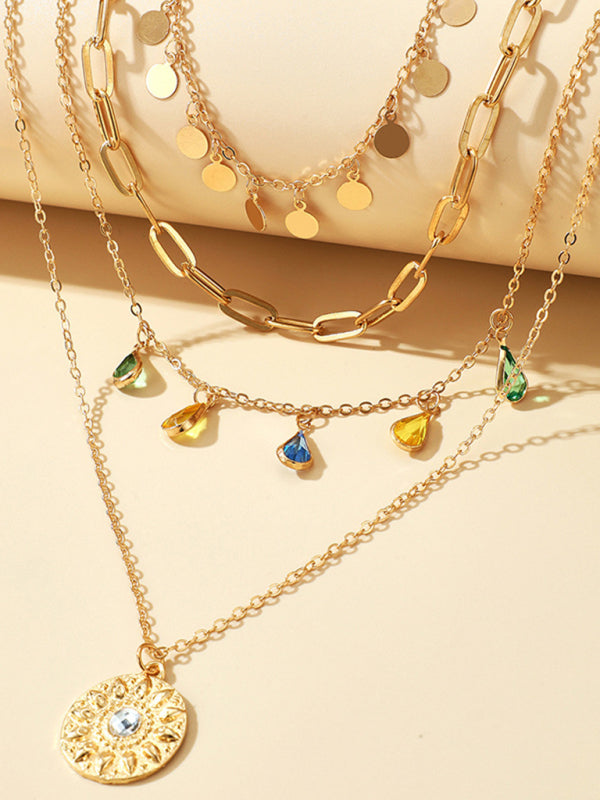 New geometric 4-layer necklace
