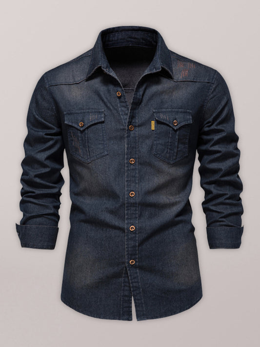 Denim non-iron shirt