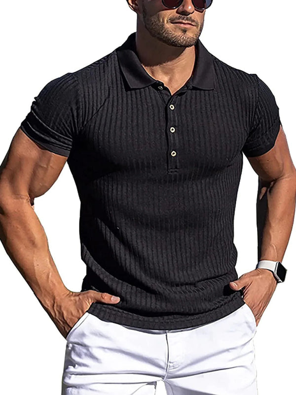 High Stretch Vertical Stripe POLO Shirt Slim Fit