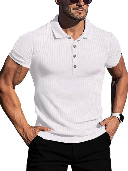 High Stretch Vertical Stripe POLO Shirt Slim Fit