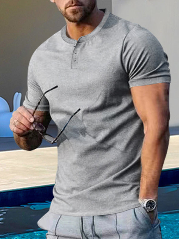 Men's Solid Color Regular Fit Henley T-Shirt