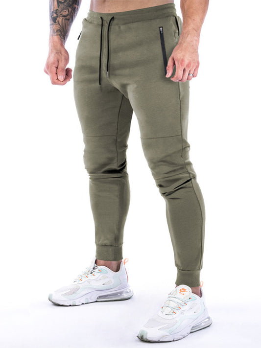 Men's Solid Color Fleece Cargo Pocket Joggers