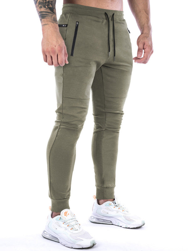 Men's Solid Color Fleece Cargo Pocket Joggers