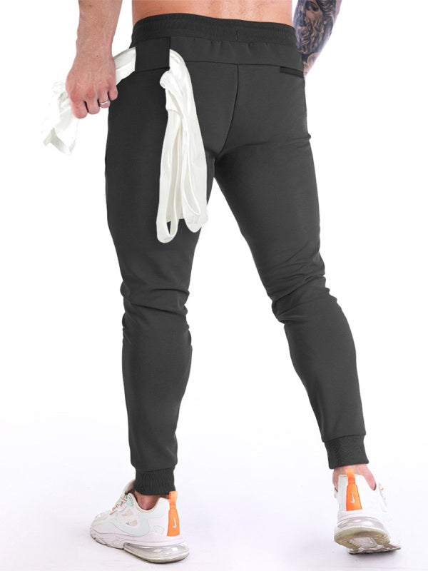Men's Solid Color Fleece Cargo Pocket Joggers