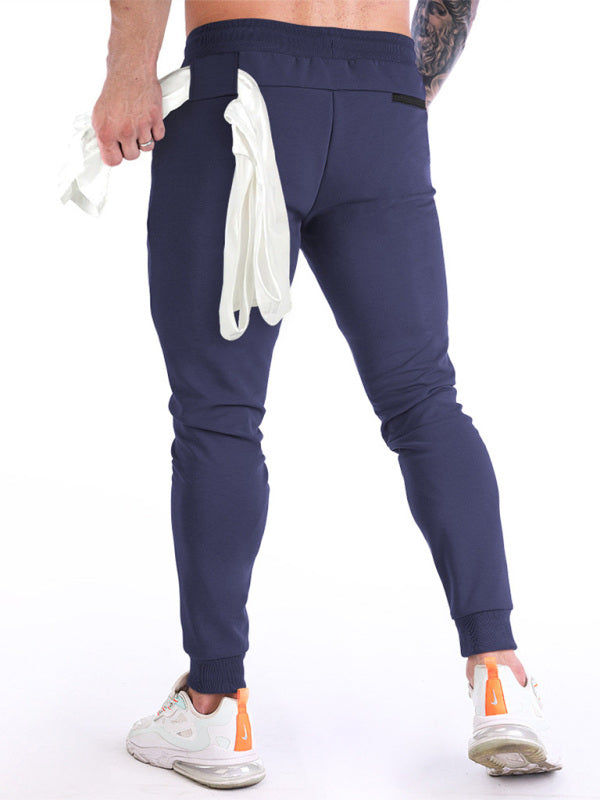 Men's Solid Color Fleece Cargo Pocket Joggers