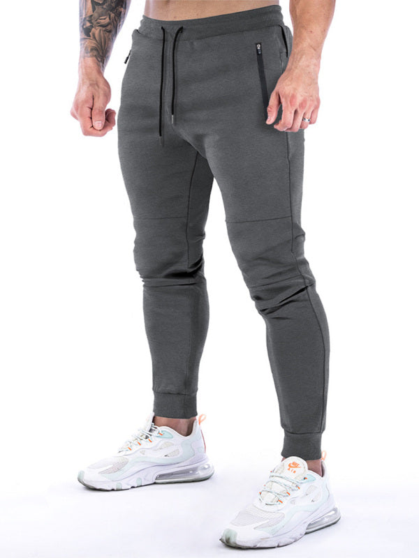 Men's Solid Color Fleece Cargo Pocket Joggers
