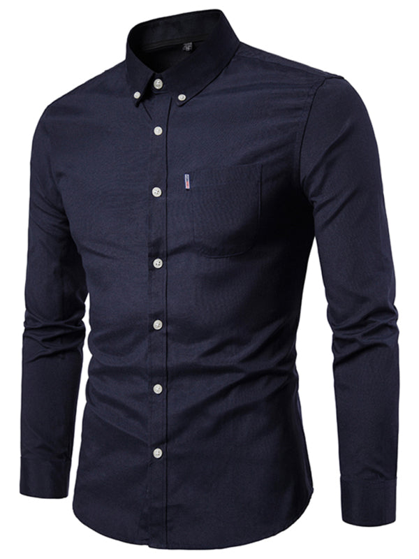 Men's Casual Slim Cotton Oxford Long Sleeves Shirts
