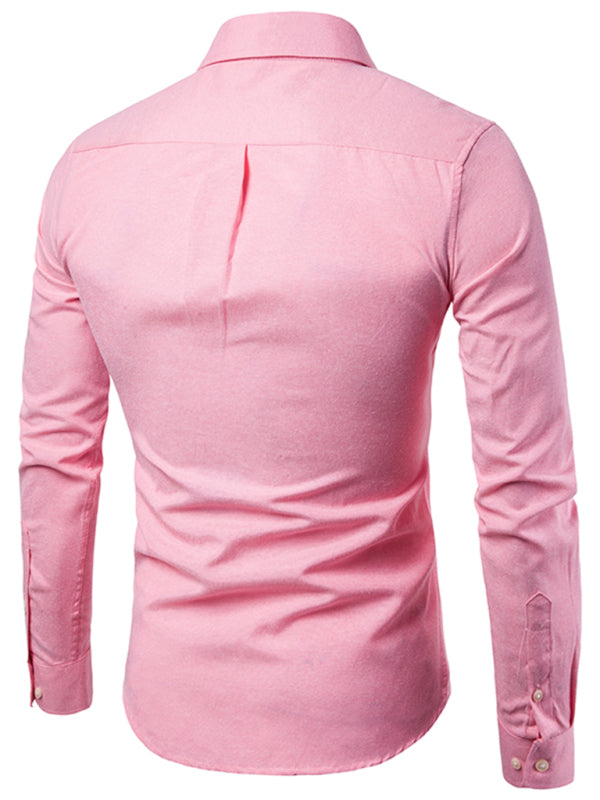 Men's Casual Slim Cotton Oxford Long Sleeves Shirts