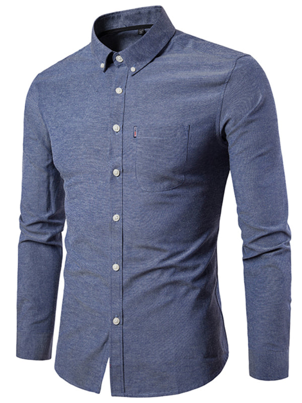 Men's Casual Slim Cotton Oxford Long Sleeves Shirts
