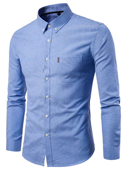 Men's Casual Slim Cotton Oxford Long Sleeves Shirts