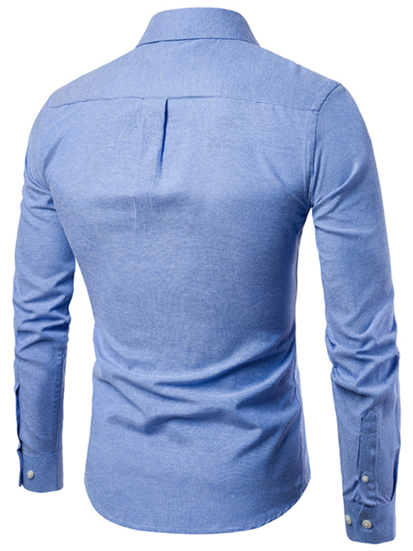 Men's Casual Slim Cotton Oxford Long Sleeves Shirts