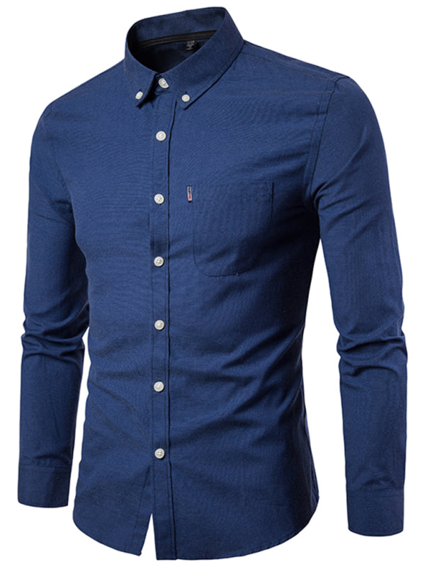Men's Casual Slim Cotton Oxford Long Sleeves Shirts