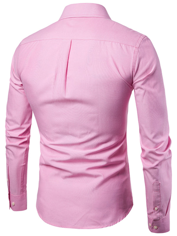 Men's Casual Slim Cotton Oxford Long Sleeves Shirts