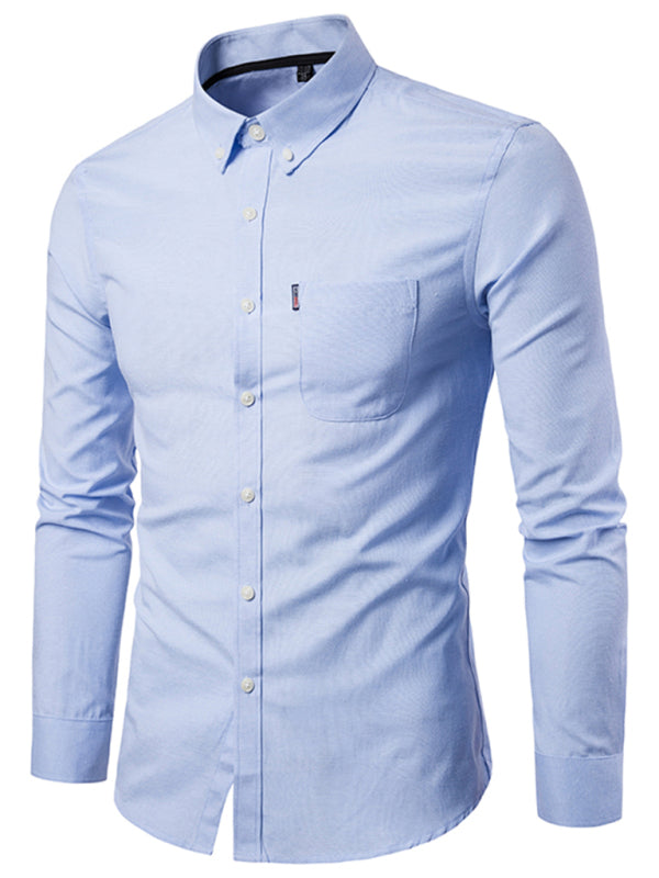 Men's Casual Slim Cotton Oxford Long Sleeves Shirts