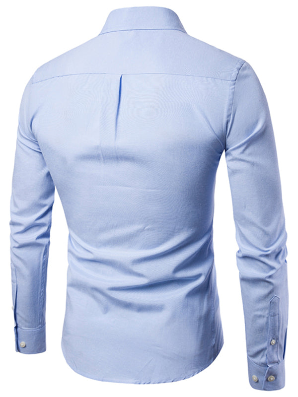 Men's Casual Slim Cotton Oxford Long Sleeves Shirts