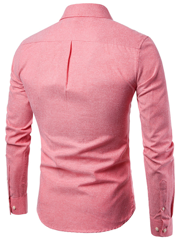 Men's Casual Slim Cotton Oxford Long Sleeves Shirts